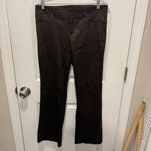 Caché Womens Satin Flare Leg Trousers Brown Size 10